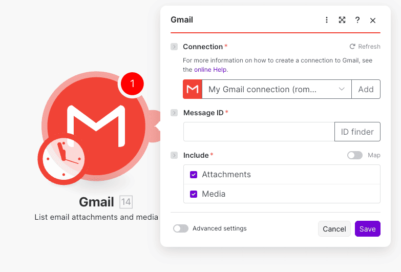 List email attachments and media
