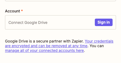Google Drive credentials