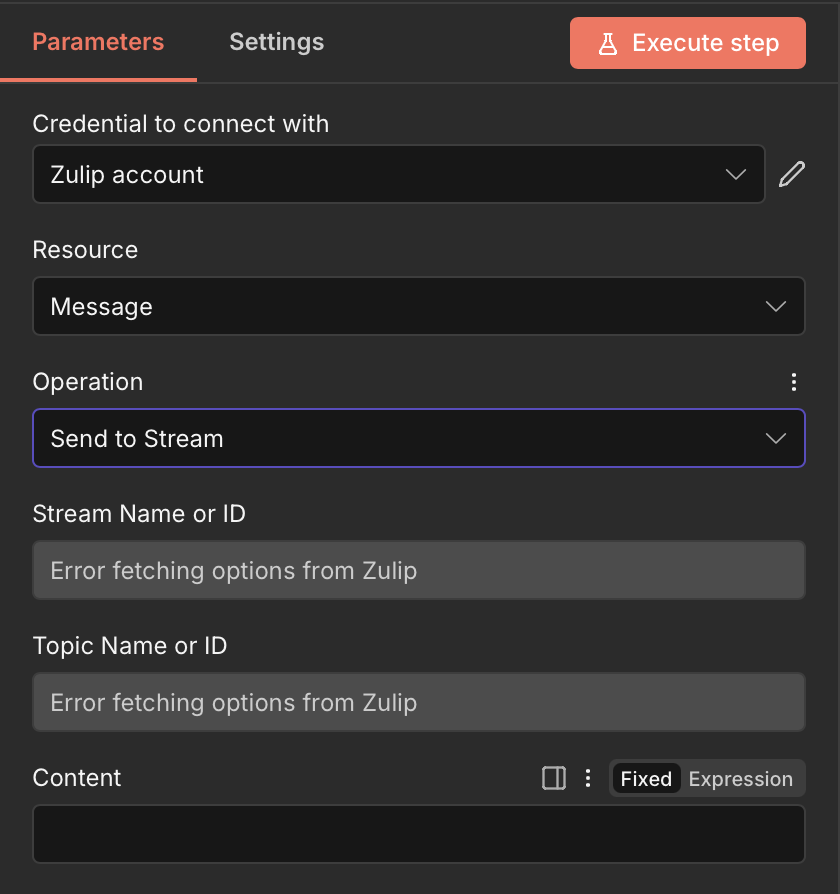 Zulip Message: Send to Stream